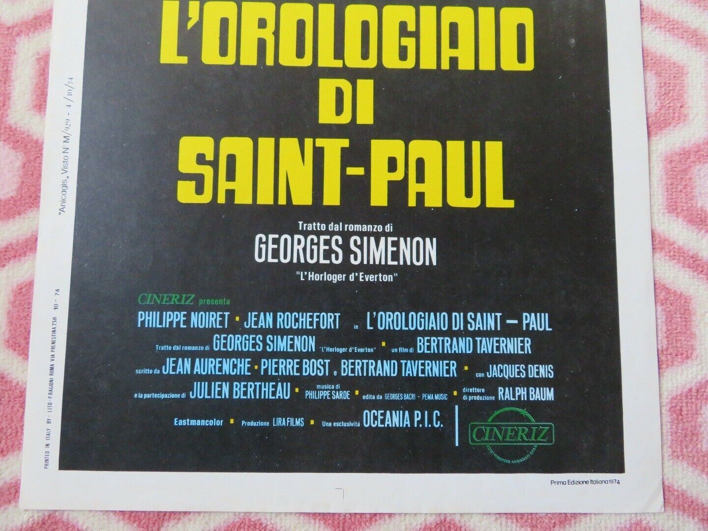 L'OROLOGIAIO DI SAINT-PAUL ITALIAN LOCANDINA (27.5"x13") POSTER P NOIRET 1974 - Rendezvous Cinema