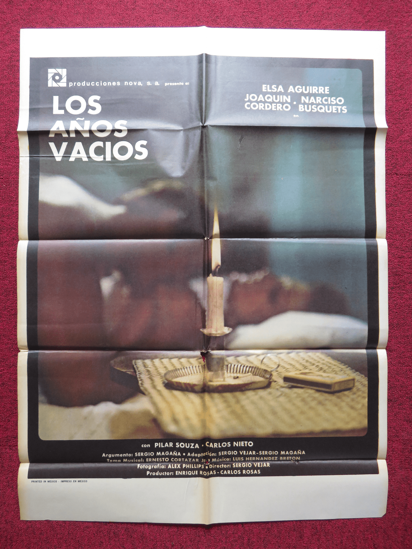 LOS ANOS VACIOS FOLDED MEXICAN POSTER ELSA AGUIRRE JOAQUIN CORDERO 1970 Rendezvous Cinema Movie posters