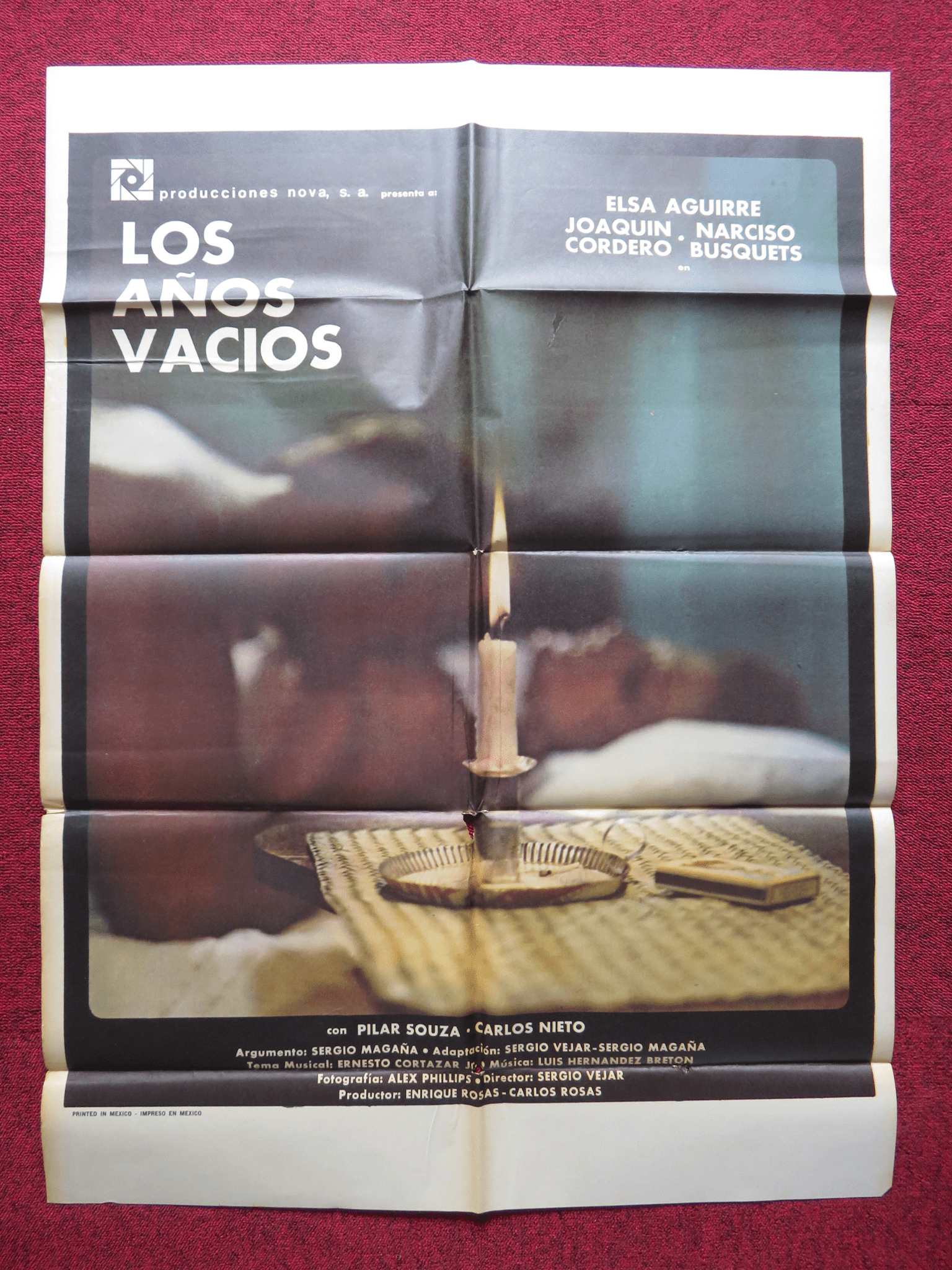 LOS ANOS VACIOS FOLDED MEXICAN POSTER ELSA AGUIRRE JOAQUIN CORDERO 1970 Rendezvous Cinema Movie posters