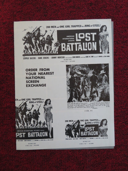 LOST BATTALION UNCUT FLYER LEOPOLD SALCEDO DIANE JERGENS 1960 Rendezvous Cinema Movie posters