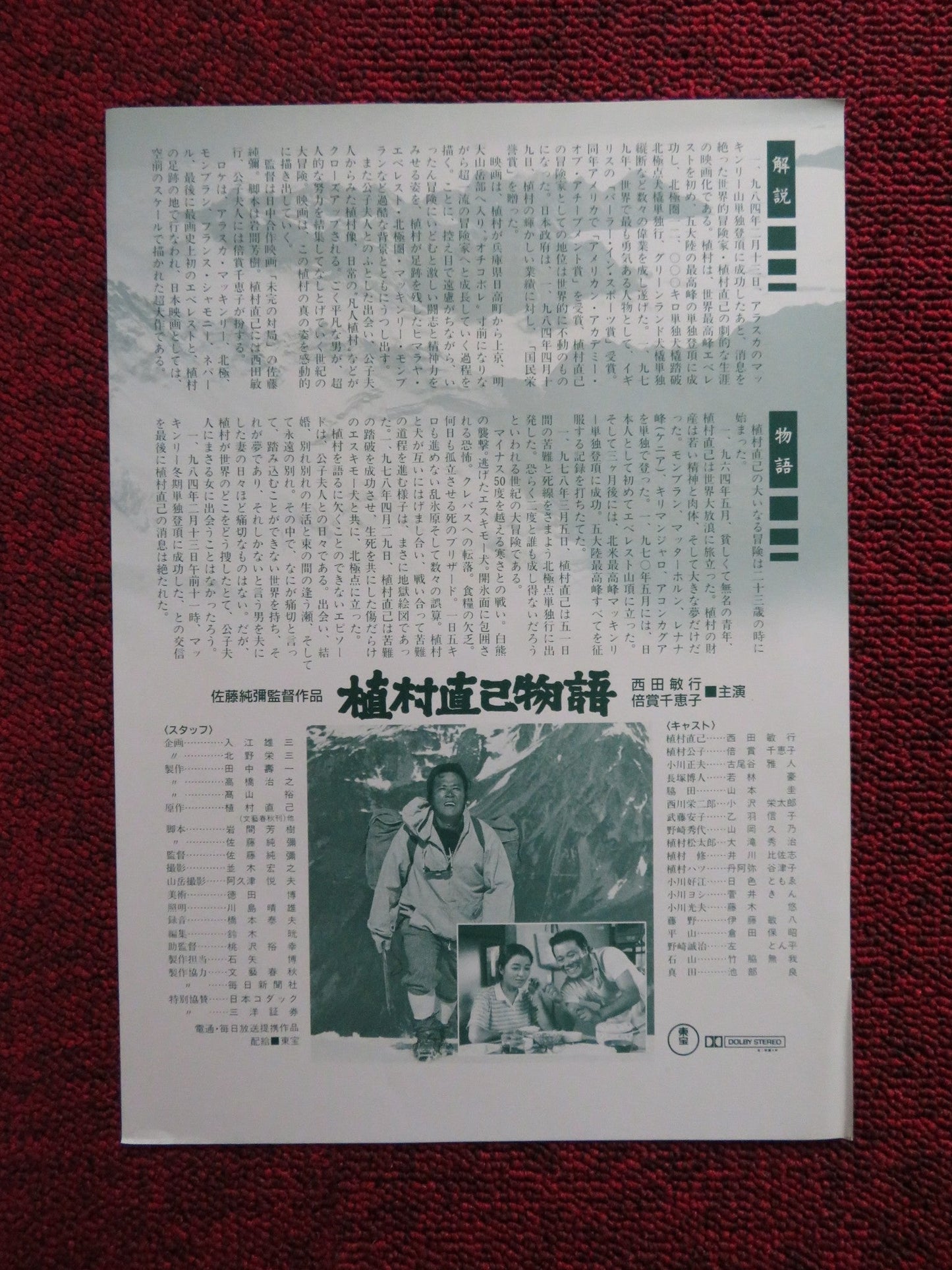 LOST IN THE WILDERNESS JAPANESE CHIRASHI (B5) POSTER JUN'YA SATO 1986 Rendezvous Cinema Movie posters
