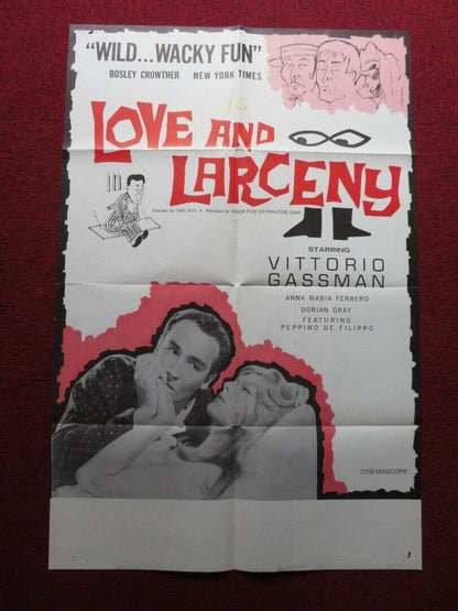 LOVE AND LARCENY FOLDED US ONE SHEET POSTER VITTORIO GASSMAN 1960 Movie posters