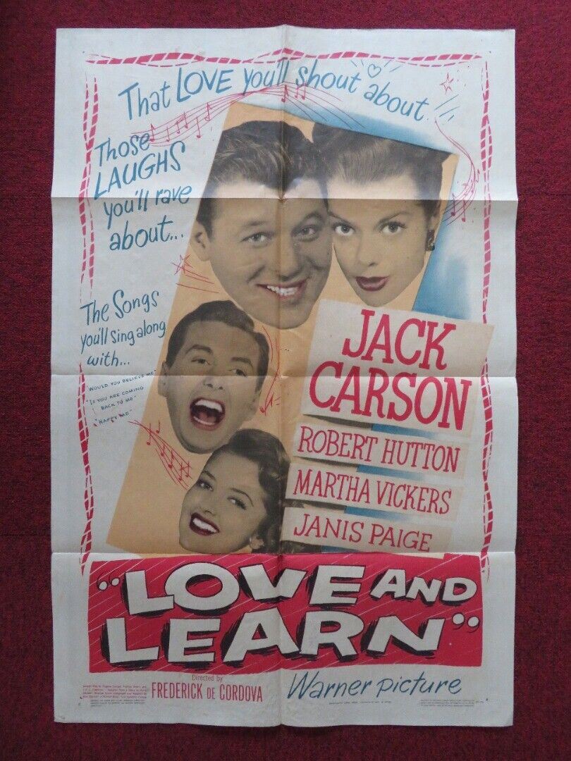 LOVE AND LEARN FOLDED US ONE SHEET POSTER JACK CARSON ROBERT HUTTON 1947 Movie posters