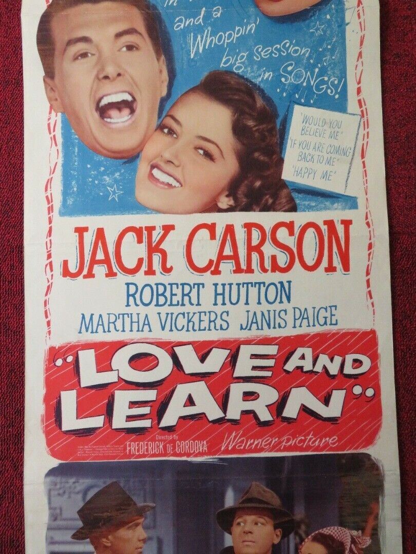 LOVE AND LEARN US INSERT (14"x 36") POSTER JACK CARSON ROBERT HUTTON 1947 Movie posters