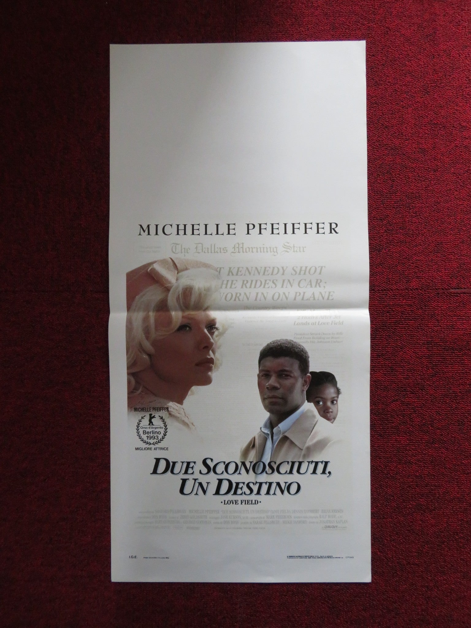 LOVE FIELD ITALIAN LOCANDINA POSTER MICHELLE PFEIFFER DENNIS HAYSBERT 1992 Rendezvous Cinema Movie posters