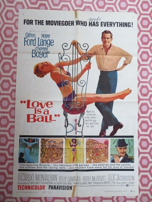 LOVE IS A BALL 1963 US ONE SHEET POSTER GLEN FORD HOPE LANGE SAVALAS Movie posters
