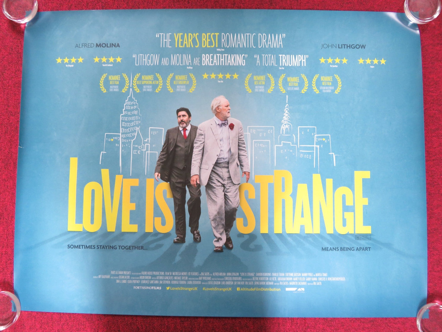 LOVE IS STRANGE UK QUAD (30"x 40") ROLLED POSTER JOHN LITHGOW ALFRED MOLINA 2014 Rendezvous Cinema Movie posters