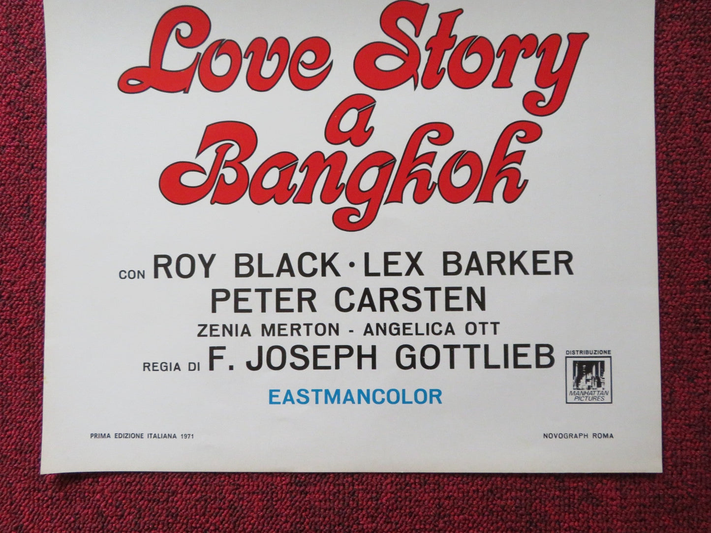 LOVE STORY A BANGKOK ITALIAN LOCANDINA POSTER ROY BLACK / LEX BARKER 1970 Rendezvous Cinema Movie posters