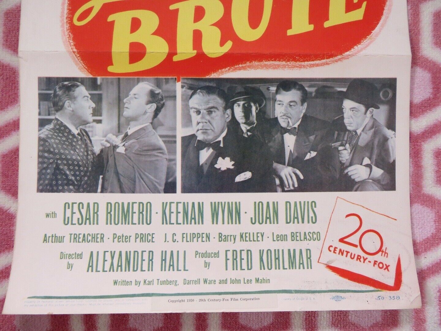 LOVE THAT BRUTE US INSERT (14"x 36") POSTER PAUL DOUGLAS JEAN PETERS 1950 Movie posters