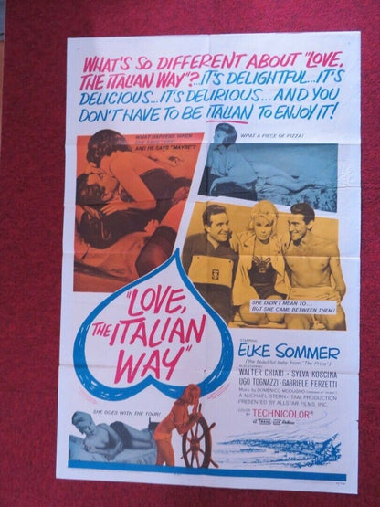 LOVE THE ITALIAN WAY FOLDED US ONE SHEET POSTER ELKE SOMMER UGO TOGNAZZI 1964 Movie posters