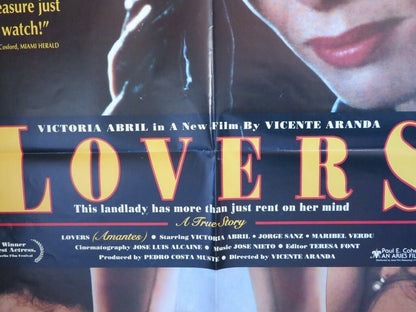 LOVERS UK ONE SHEET (27"x 41") POSTER VICENTE ARANDA VICORIA ABRIL JORGE SANE Movie posters