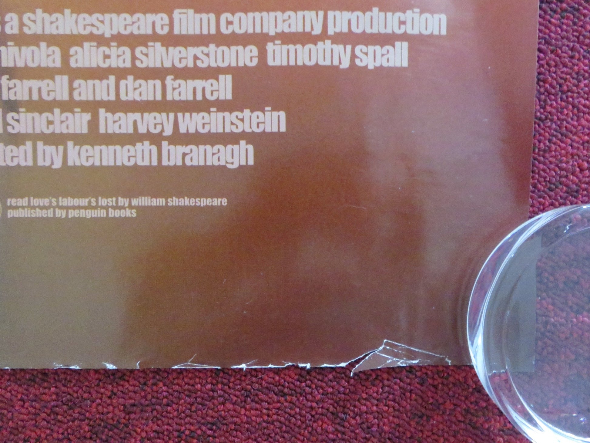 LOVE'S LABOUR'S LOST UK QUAD ROLLED POSTER KENNETH BRANAGH A. NIVOLA 2000 Rendezvous Cinema Movie posters