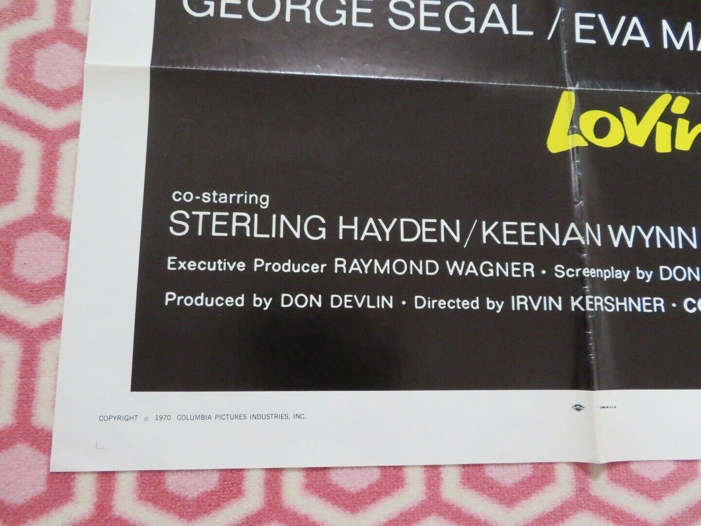 LOVING US ONE SHEET POSTER GEORGE SEGAL EVA MARIE SAINT 1970 - Rendezvous Cinema