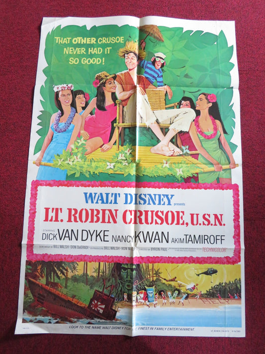 LT. ROBIN CRUSOE U.S.N FOLDED US ONE SHEET POSTER DISNEY DICK VAN DYKE 1974 Rendezvous Cinema Movie posters