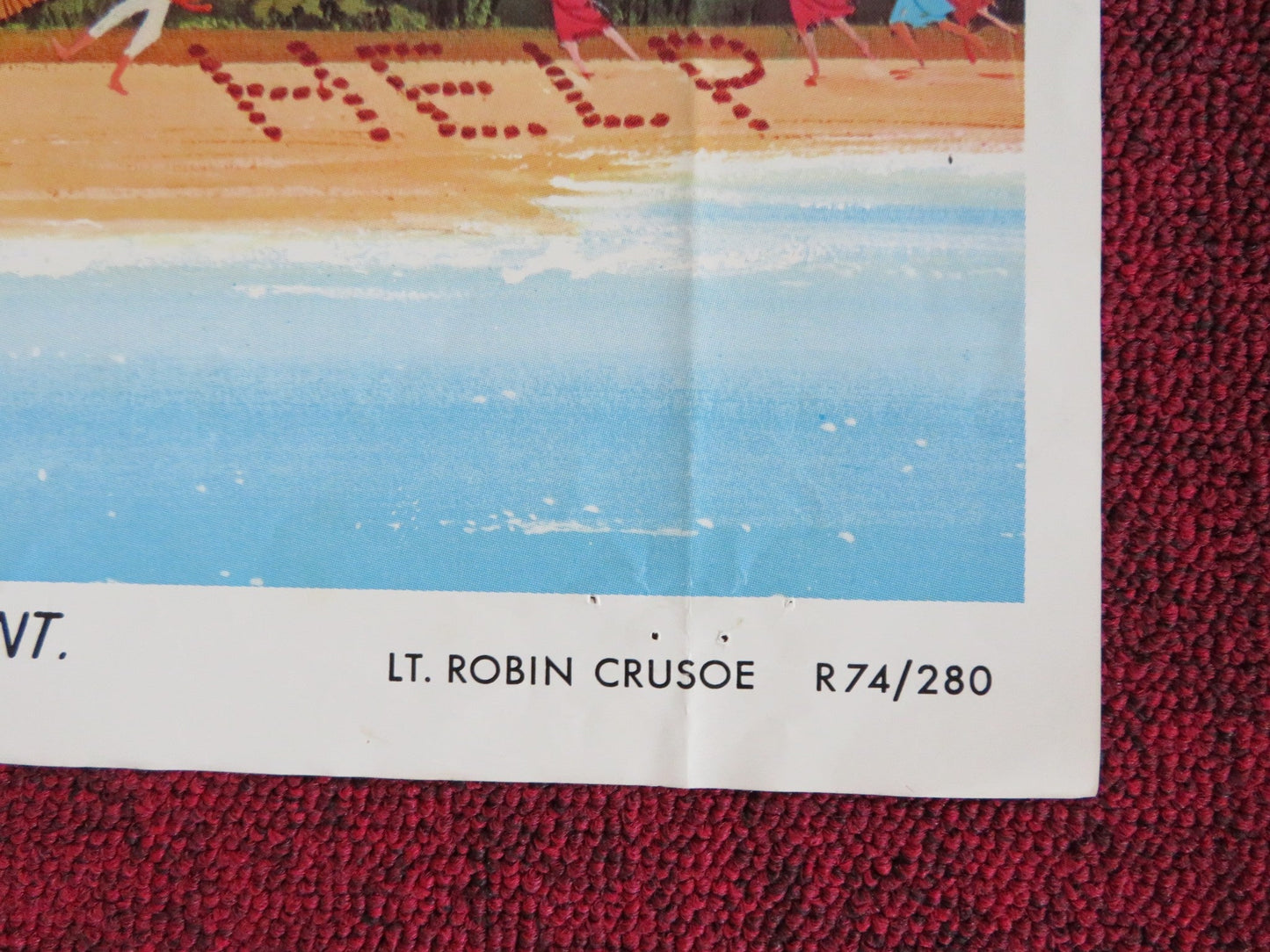 LT. ROBIN CRUSOE U.S.N FOLDED US ONE SHEET POSTER DISNEY DICK VAN DYKE 1974 Rendezvous Cinema Movie posters