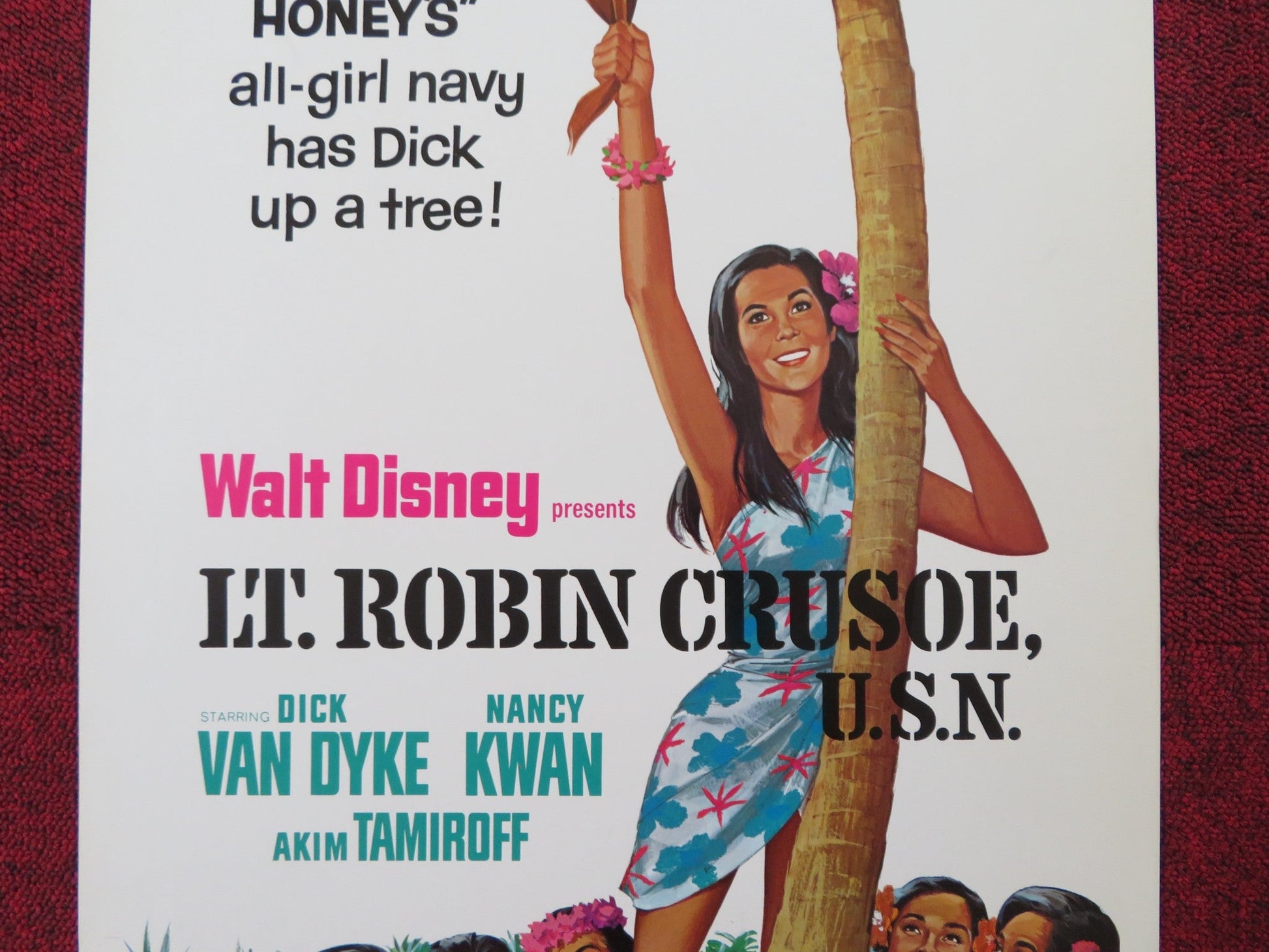 LT. ROBIN CRUSOE U.S.N. US INSERT (14"x 36") POSTER DICK VAN DYKE KWAN 1974 Rendezvous Cinema Movie posters