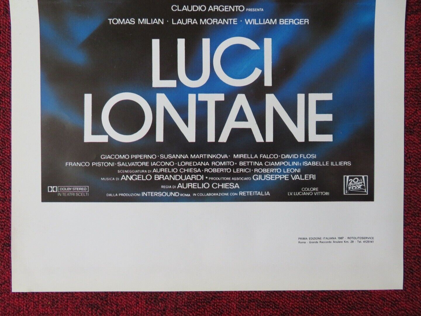 LUCI LONTANE ITALIAN LOCANDINA (27.5"x13") POSTER TOMAS MILIAN 1987 Movie posters