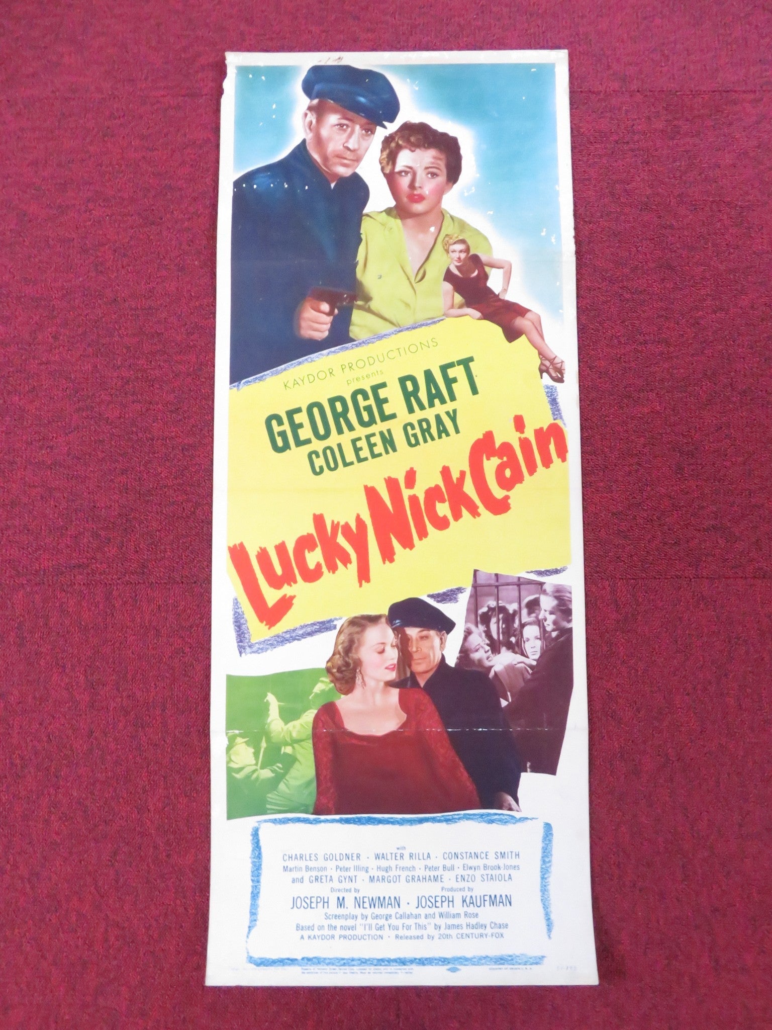 LUCKY NICK CAIN US INSERT (14"x 36") POSTER GEORGE RAFT COLEEN GRAY 1951 Rendezvous Cinema Movie posters