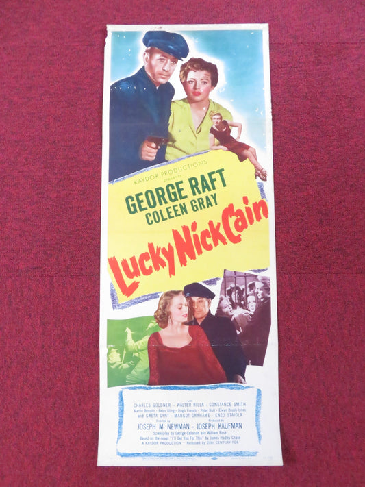 LUCKY NICK CAIN US INSERT (14"x 36") POSTER GEORGE RAFT COLEEN GRAY 1951 Rendezvous Cinema Movie posters