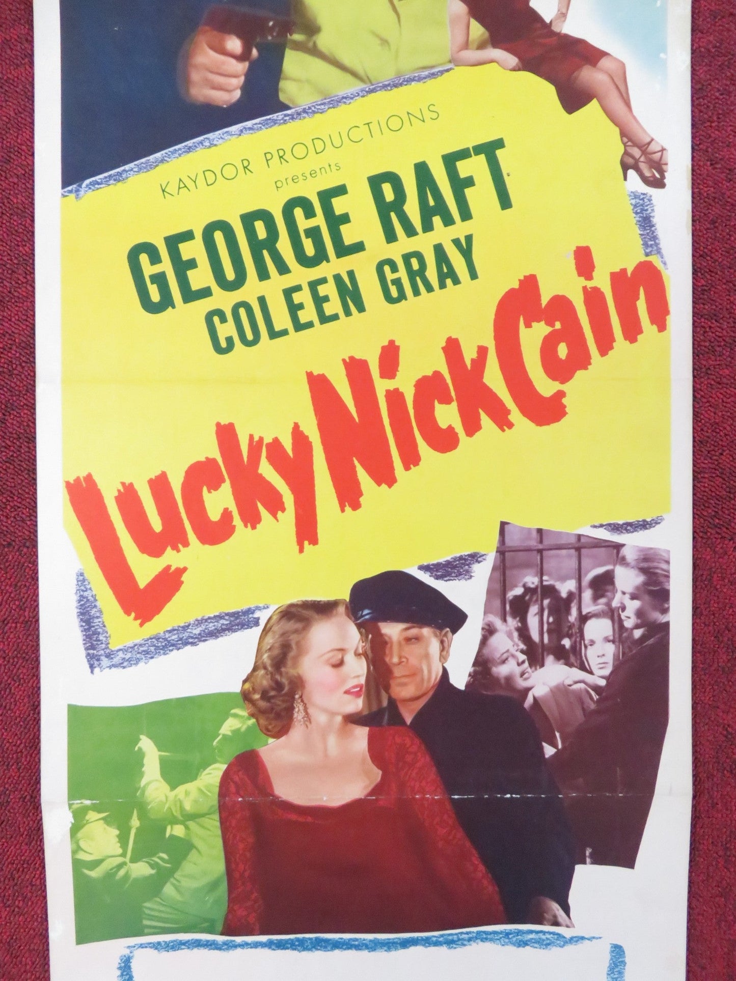 LUCKY NICK CAIN US INSERT (14"x 36") POSTER GEORGE RAFT COLEEN GRAY 1951 Rendezvous Cinema Movie posters