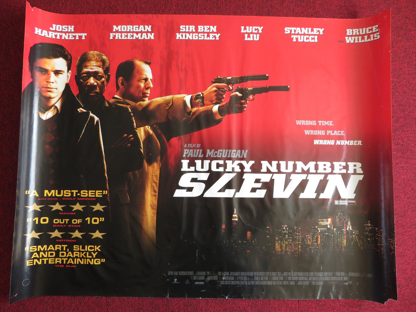 LUCKY NUMBER SLEVIN UK QUAD (30"x 40") ROLLED POSTER JOSH HARNETT B. WILLIS 2006 Rendezvous Cinema Movie posters