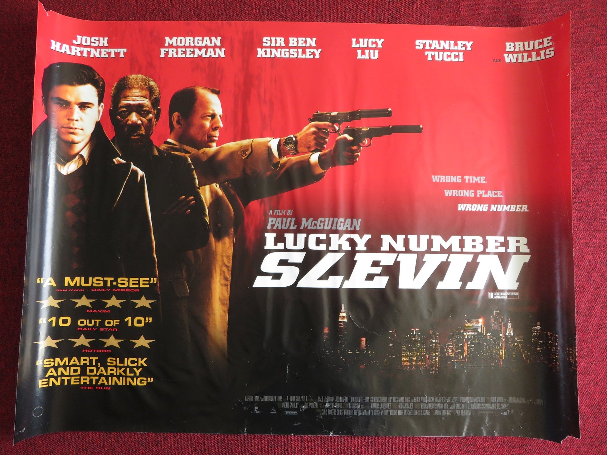 LUCKY NUMBER SLEVIN UK QUAD (30"x 40") ROLLED POSTER JOSH HARNETT B. WILLIS 2006 Rendezvous Cinema Movie posters