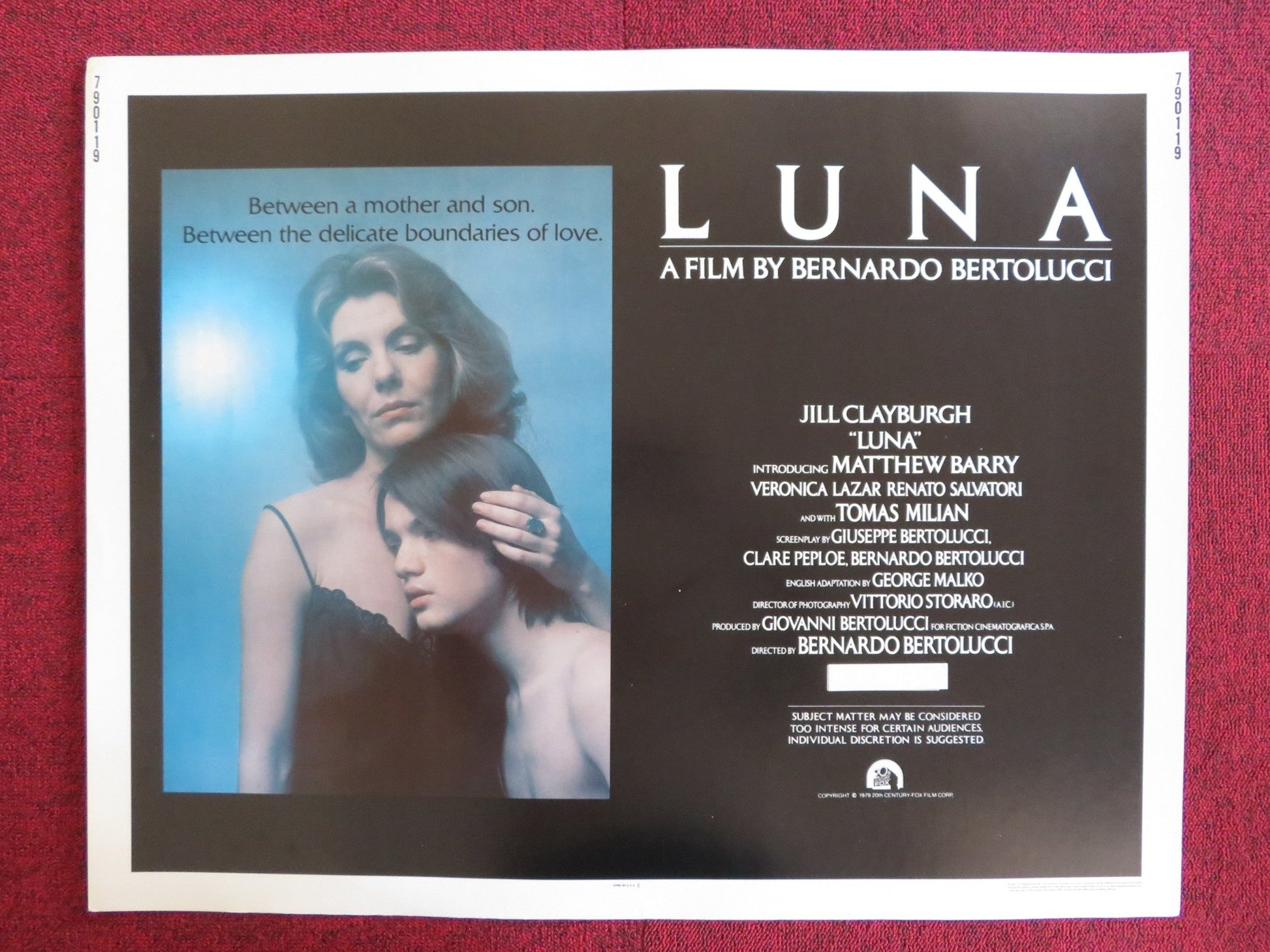 LUNA US HALF SHEET (22"x 28") POSTER JILL CLAYBURGH MATTHEW BARRY 1979 Rendezvous Cinema Movie posters