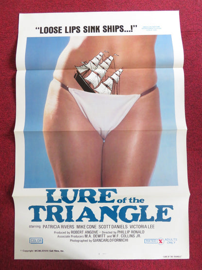 LURE OF THE TRIANGLE US TRI FOLDED ONE SHEET ROLLED POSTER PATRICIA RIVERS 1977 Rendezvous Cinema Movie posters