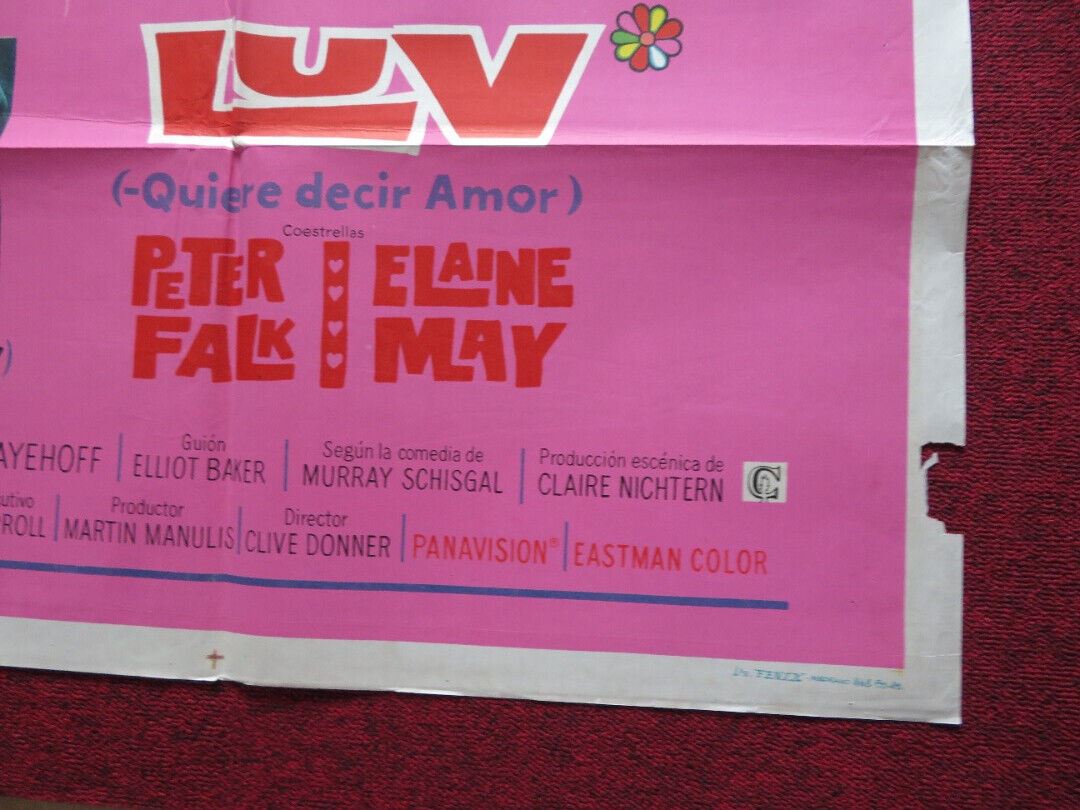 LUV FOLDED ARGENTINA ONE SHEET POSTER JACK LEMMON PETER FALK 1967 Movie posters