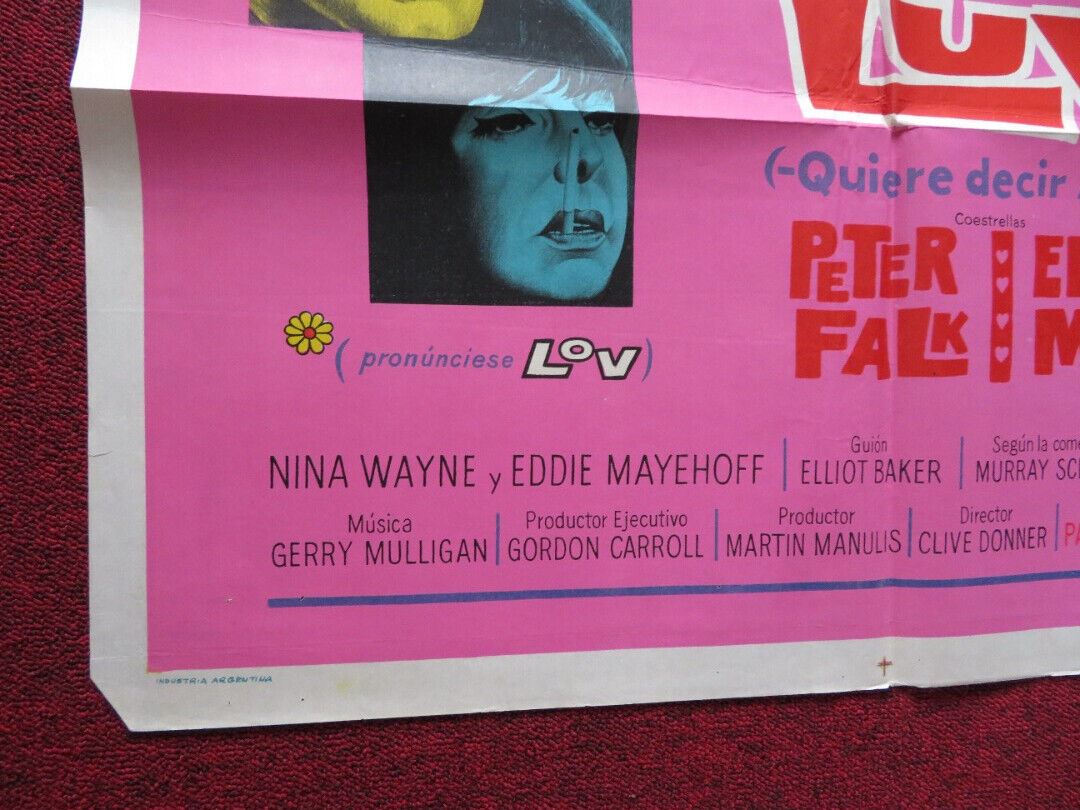 LUV FOLDED ARGENTINA ONE SHEET POSTER JACK LEMMON PETER FALK 1967 Movie posters