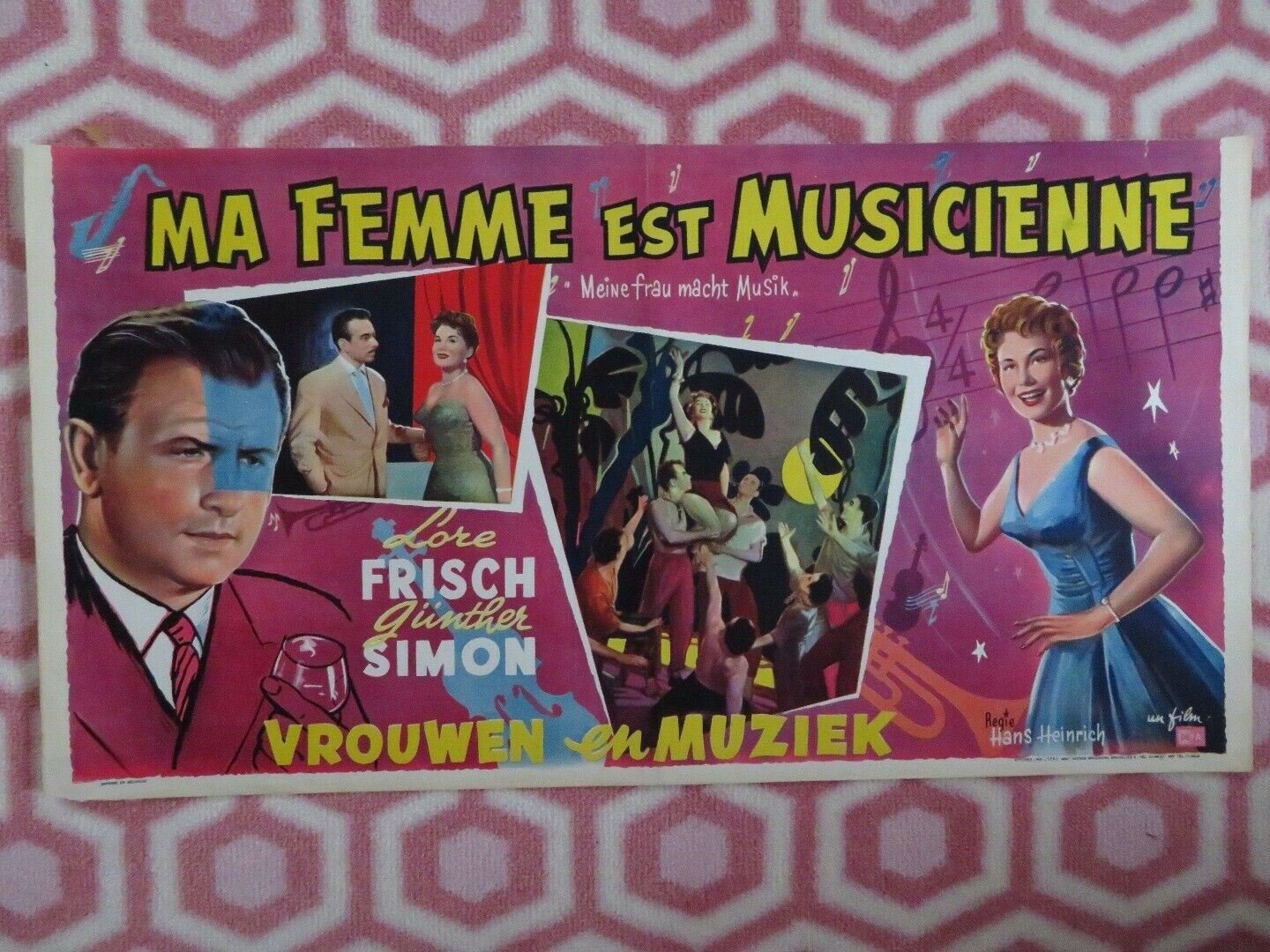 MA FEMME EST MUSICIENNE/ Meine Frau macht Musik BELGIUM (11"x 21") POSTER 1958 Movie posters