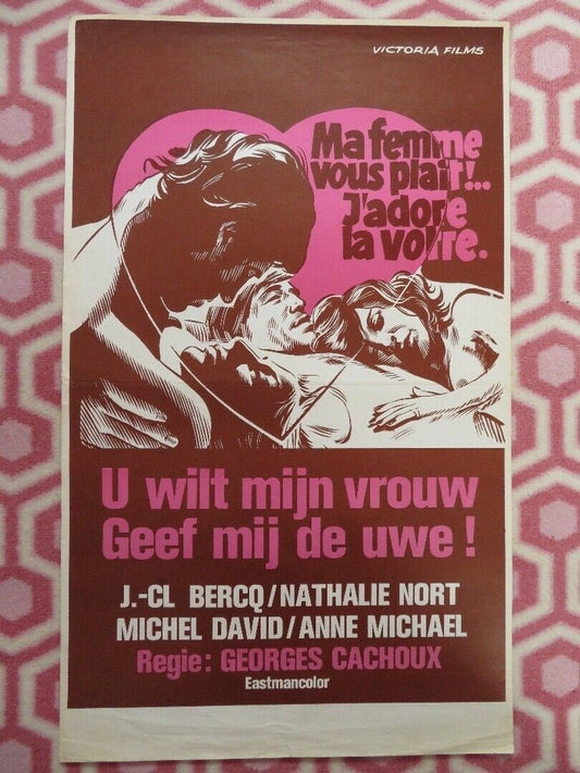MA FEMME VOUS PLAIT!.. J'ADORE LA VORRE BELGIUM (24"x 14.5") POSTER 1975 Movie posters