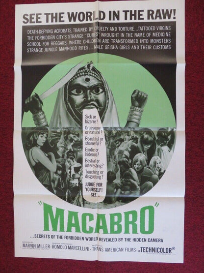 MACABRO ONE FOLDED US ONE SHEET POSTER MARVIN MILLER 1966 Movie posters