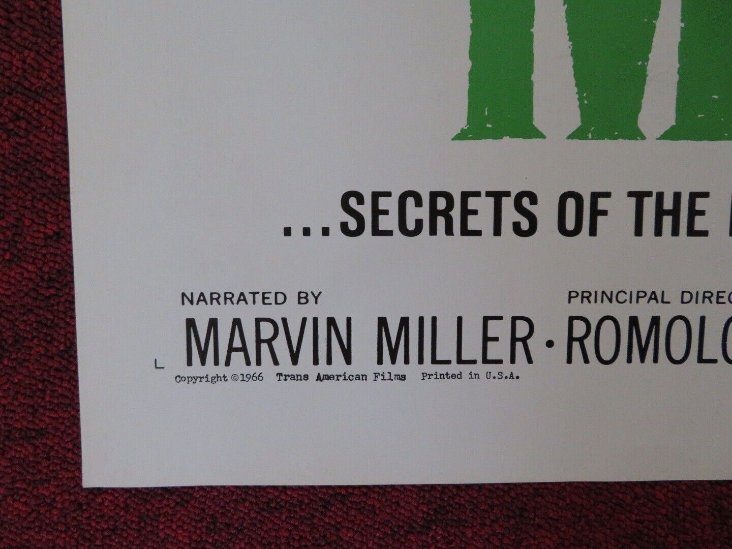 MACABRO ONE FOLDED US ONE SHEET POSTER MARVIN MILLER 1966 Movie posters