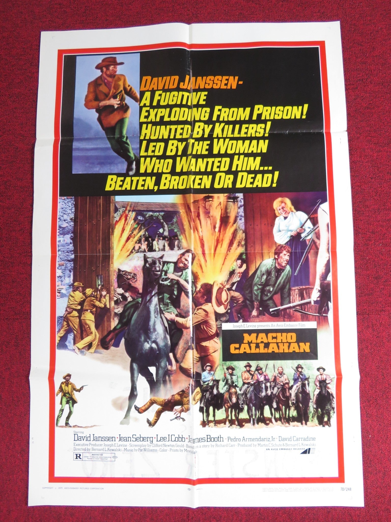MACHO CALLAHAN FOLDED US ONE SHEET POSTER DAVID JANSSEN JEAN SEBERG 1970 Rendezvous Cinema Movie posters