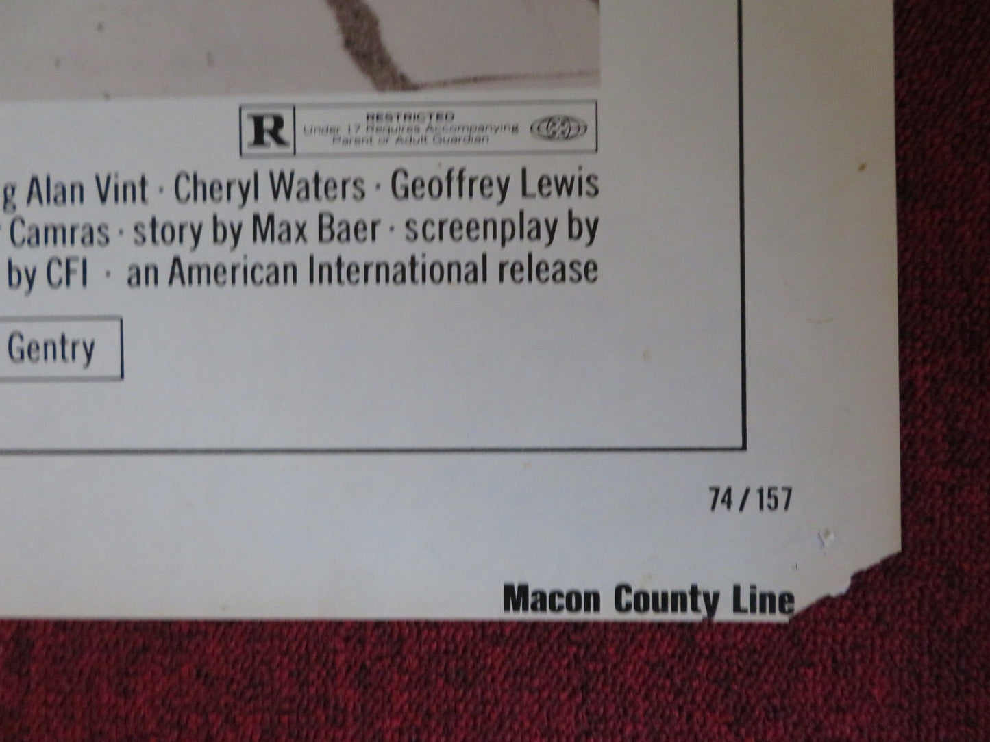 MACON COUNTY LINE FOLDED US ONE SHEET POSTER ALAN VINT CHERYL WATERS 1974 Rendezvous Cinema Movie posters