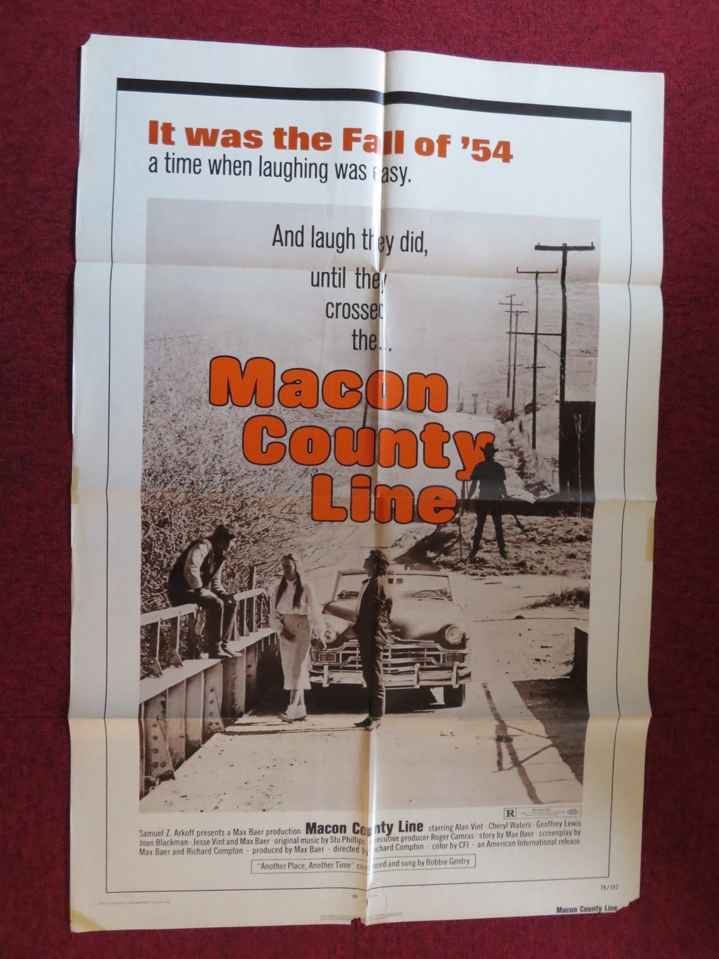 MACON COUNTY LINE FOLDED US ONE SHEET POSTER ALAN VINT CHERYL WATERS 1974 Rendezvous Cinema Movie posters