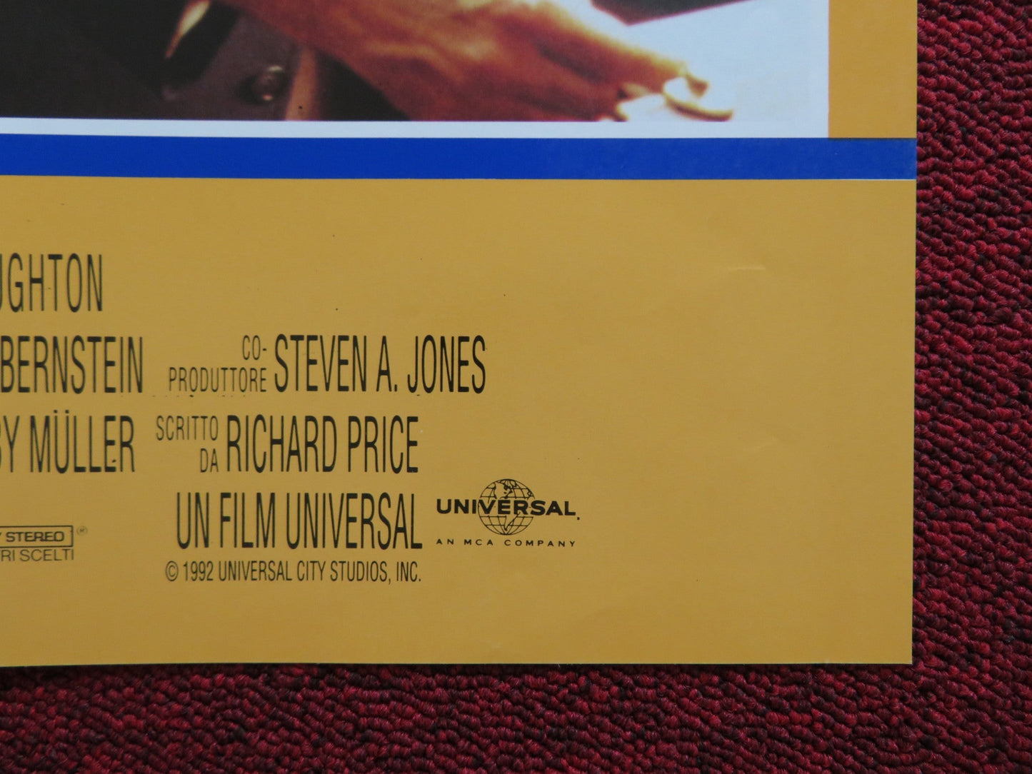 MAD DOG AND GLORY - B ITALIAN FOTOBUSTA POSTER ROBERT DE NIRO UMA THURMAN 1992 Rendezvous Cinema Movie posters