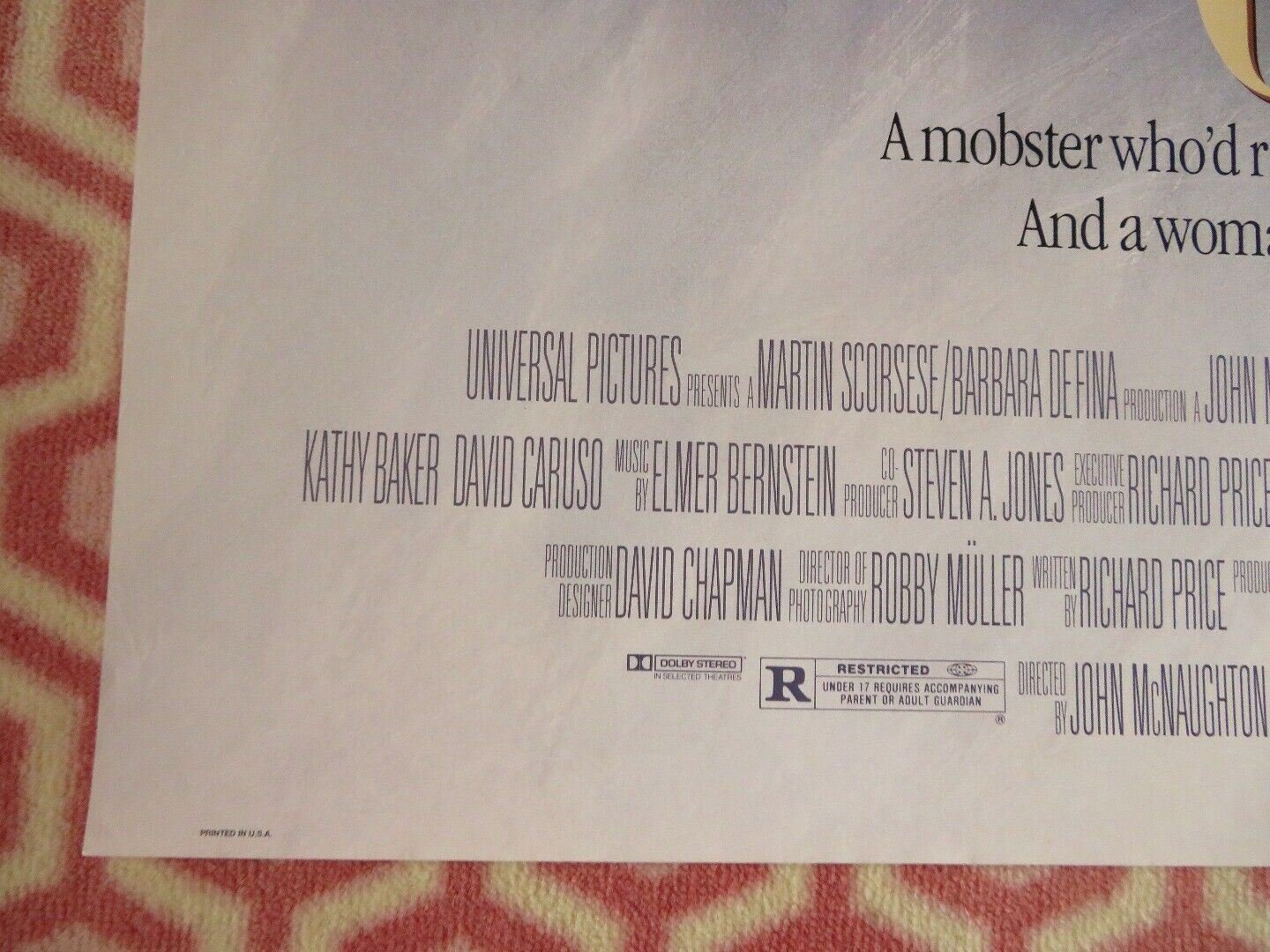 MAD DOG AND GLORY US ONE SHEET ROLLED POSTER ROBERT DENIRO UMA THURMAN 1993 - Rendezvous Cinema