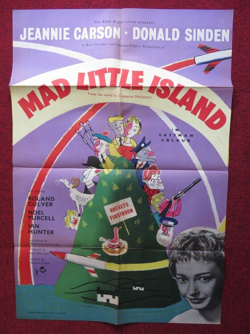 MAD LITTLE ISLAND USA ONE SHEET FOLDED POSTER DONALD SINDEN JEANNIE CARSON 1958 Movie posters