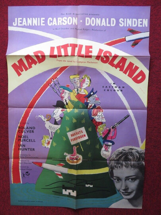 MAD LITTLE ISLAND USA ONE SHEET FOLDED POSTER DONALD SINDEN JEANNIE CARSON 1958 Movie posters