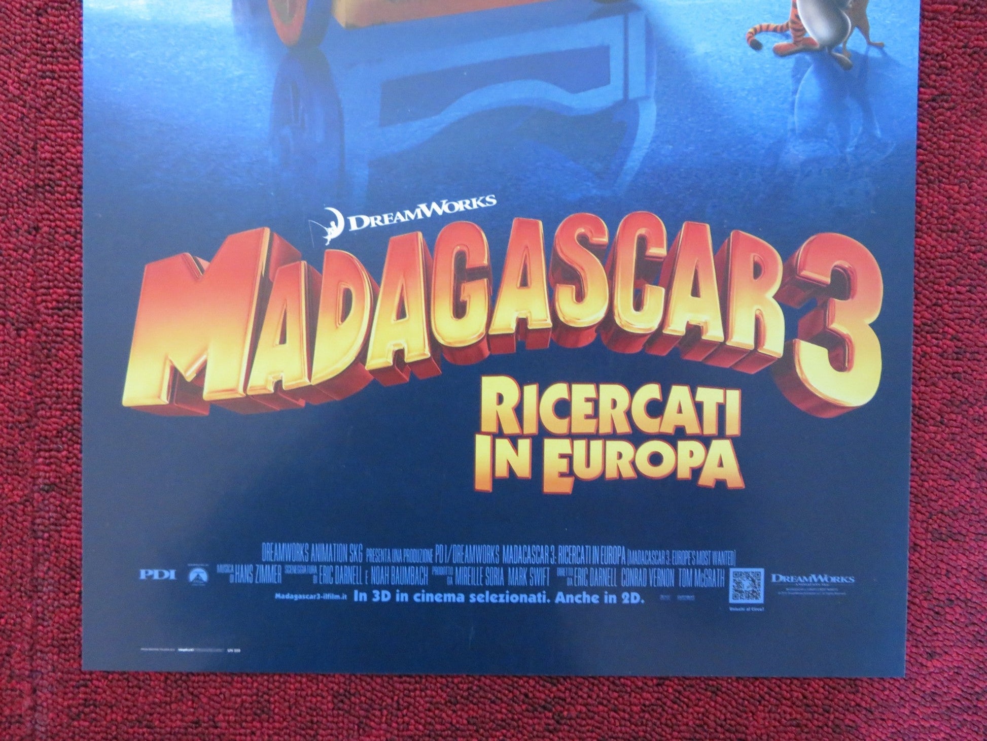 MADAGASCAR 3: EUROPES MOST WANTED ITALIAN LOCANDINA POSTER BEN STILLER 2012 Rendezvous Cinema Movie posters