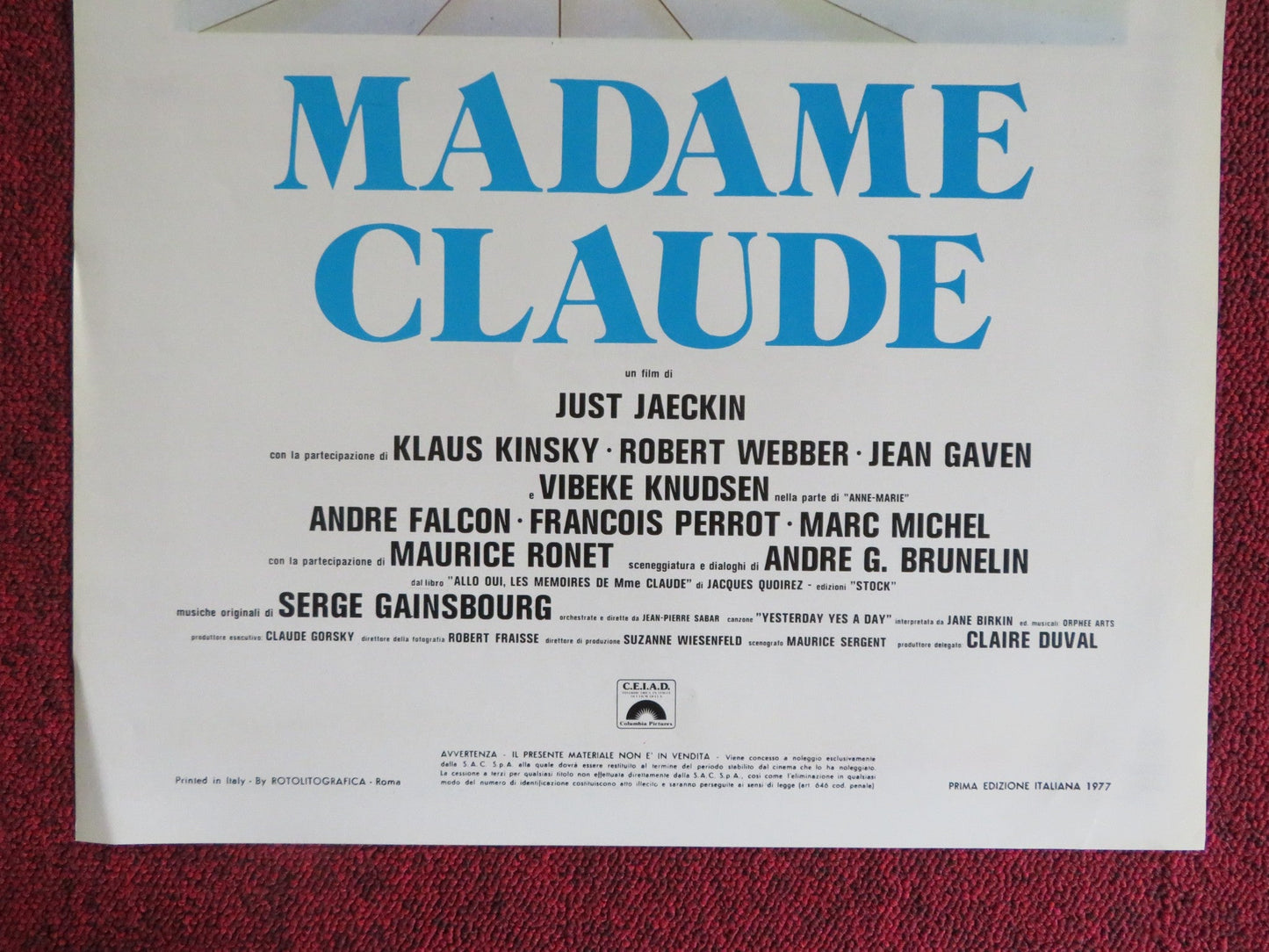 MADAME CLAUDE ITALIAN LOCANDINA POSTER FRANCOISE FABIAN MURRAY HEAD 1977 Rendezvous Cinema Movie posters