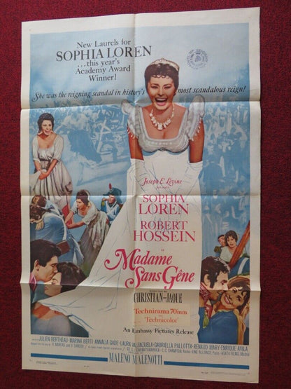MADAME SANS GENE / MADAME FOLDED US ONE SHEET POSTER SOPHIA LOREN 1962 - Rendezvous Cinema