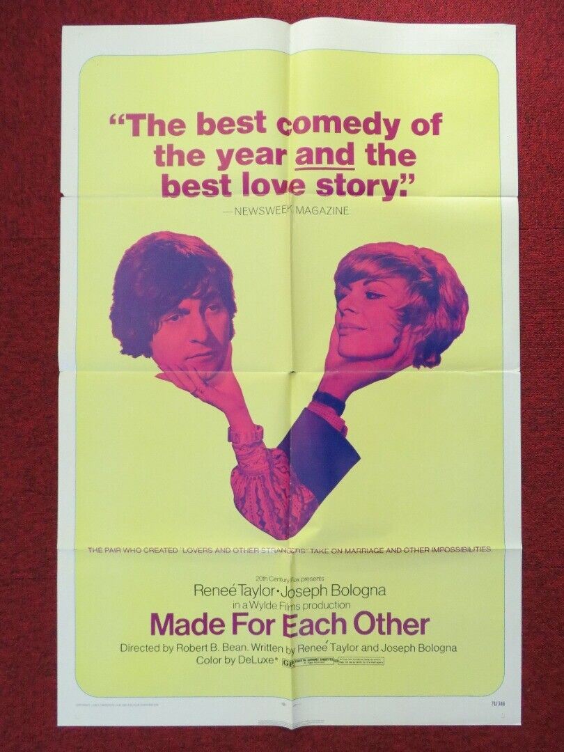 MADE FOR EACH OTHER FOLDED US ONE SHEET POSTER RENEE TAYLOR JOSEPH BOLOGNA 1971 Movie posters