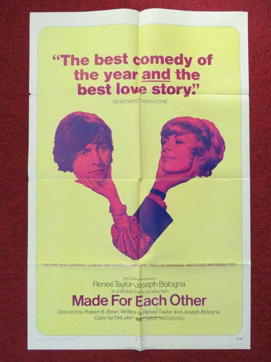 MADE FOR EACH OTHER FOLDED US ONE SHEET POSTER RENEE TAYLOR JOSEPH BOLOGNA 1971 Movie posters