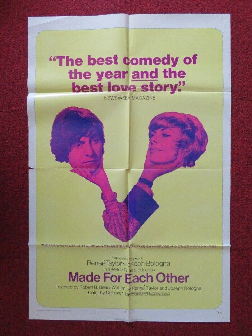 MADE FOR EACH OTHER FOLDED US ONE SHEET POSTER RENÉE TAYLOR JOSEPH BOLOGNA '71 Movie posters