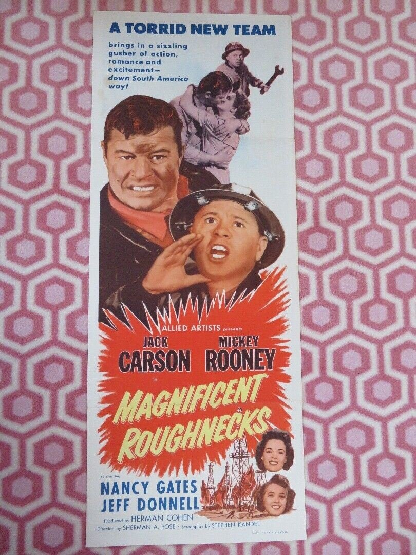 MAGNIFICENT ROUGHNECKS US INSERT (14"x 36") POSTER JACK CARSON MICKEY ROONEY '56 Rendezvous Cinema Movie posters
