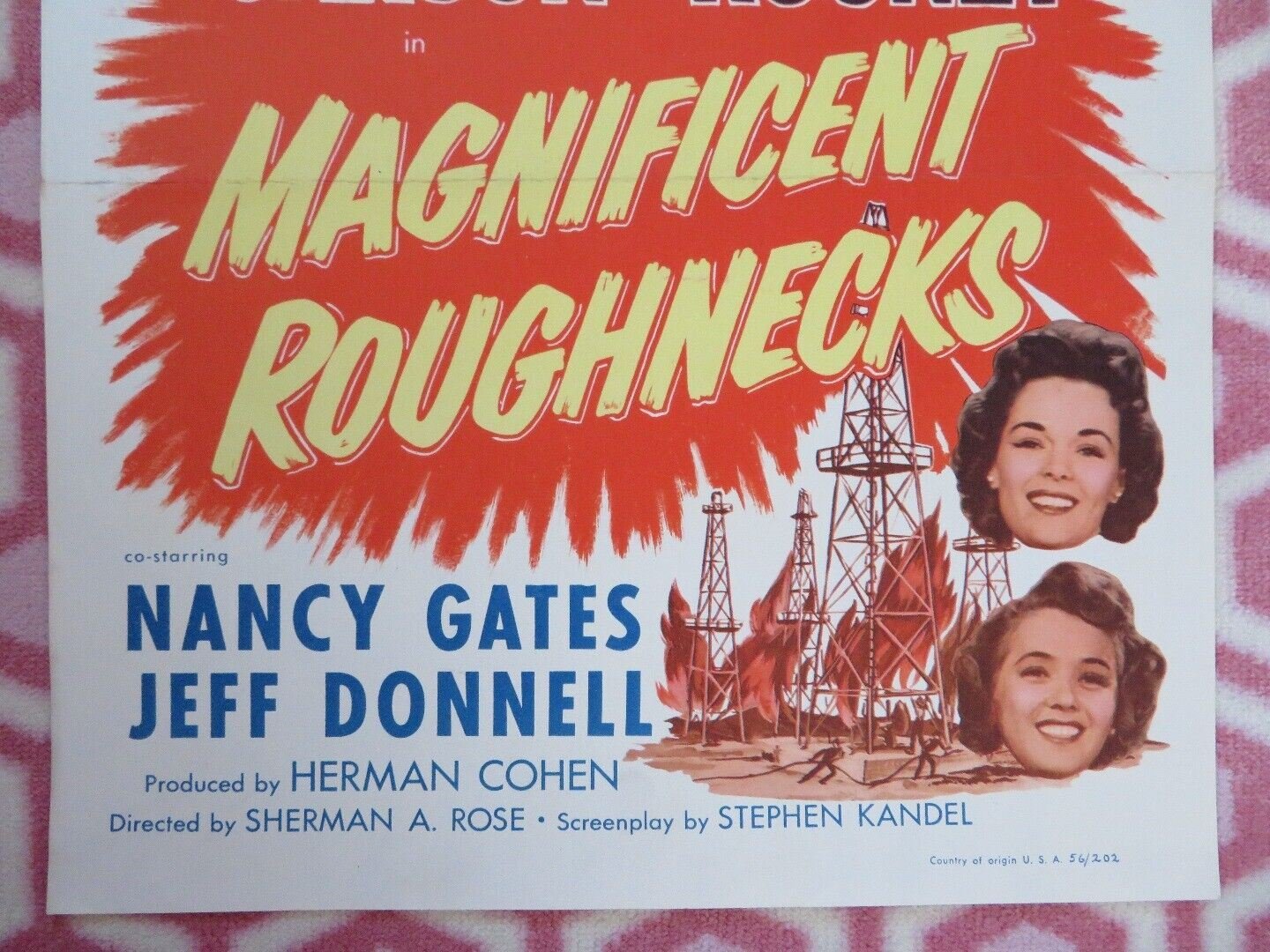 MAGNIFICENT ROUGHNECKS US INSERT (14"x 36") POSTER JACK CARSON MICKEY ROONEY '56 Rendezvous Cinema Movie posters