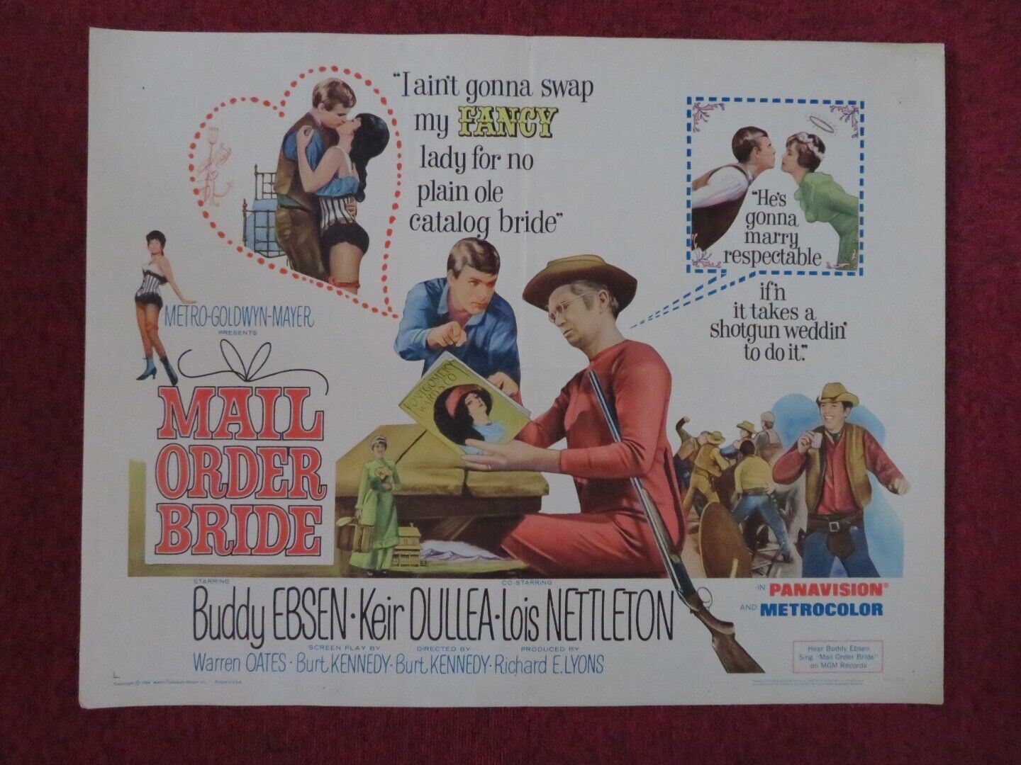 MAIL ORDER BRIDE US HALF SHEET (22"x 28") POSTER BUDDY EBSEN KEIR DULLEA 1964 Movie posters